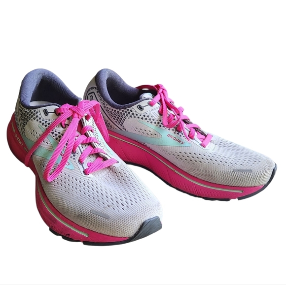 Brooks Ghost 14 Women's 8M Gray & Hot Pink Running Jogging Sneaker Shoe Athletic - Picture 1 of 12